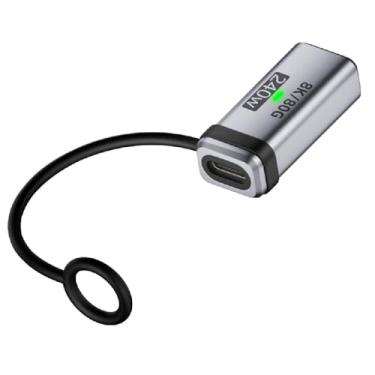 Imagem de cablecc Adaptador de extensão 240W USB5.0 80Gbps fêmea para fêmea angular com cordão chaveiro 16K 8K 5K compatível com USB 4.0 Thunderbolt3/4/5
