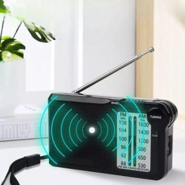 Imagem de Mini Rádio De Bolso Portátil FM AM 2 Bandas Retrô Recarregável Tipo C Pilha AA Antena Retrátil Compacto Som Nítido Leve e Prático
