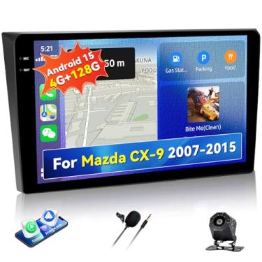 Imagem de [4G + 128G] Rádio veicular Android 15 para Mazda CX-9 2007-2015 com carro sem fio CarPlay Android Auto, tela sensível ao toque de 10,1 polegadas Mazda CX-9 estéreo automotivo com link espelho, GPS