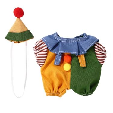 Imagem de Roupas para Boneca de 17cm, Macacão de Palhaço Kawaii com Chapéu Acessórios Roupas Boneca Pelúcia da Moda para Colecionadores ou Exibição