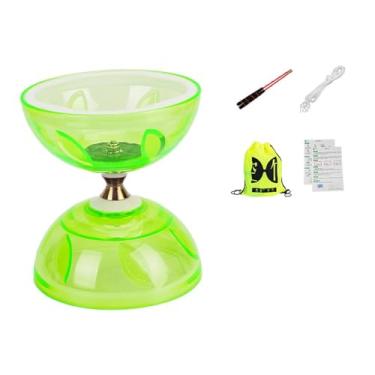 Imagem de KiBcsLic Conjunto de Diabolo Chinês Brinquedo de Malabarismo Prático Divertido Presentes Resistente Acessórios Cinco Rolamentos para Adultos Crianças Idosos, S Green