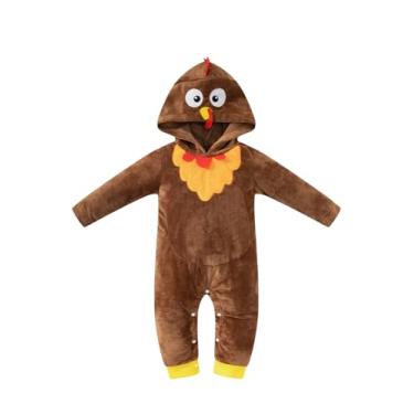 Imagem de DANBAIEGG Macacão com capuz para bebês meninos (marrom, 3 a 6 meses)