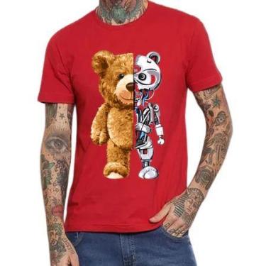 Imagem de Camiseta Masculina urso robo Camisa Estampada T-shirt style camisa - l