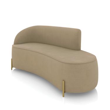Imagem de Sofá 3 Lugares Orgânico 180cm Pé Dourado Morgan Suede Marrom R D03 - D'Rossi