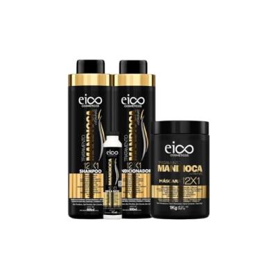 Imagem de Eico Mandioca Shampoo e Condicionador 800ml + Máscara Hidratação 1kg + Ampola Força e Crescimento Capilar