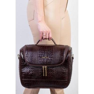 Imagem de Frasqueira feminina de couro croco para viagem Roma-Feminino