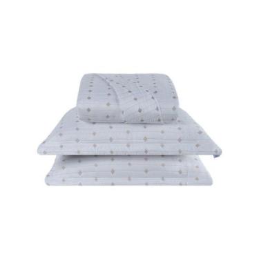 Imagem de Cobre Leito 3 Peças Casal Percal 200 Fios Decor 100% Poliéster - Branc