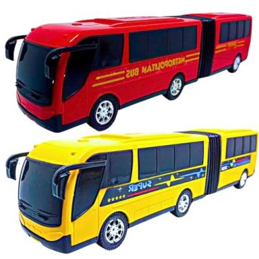 Imagem de Kit Brinquedo Completo 1 Mini Buzão 1 Ônibus Sanfonado Criança Infantil Divertido Plástico Menino