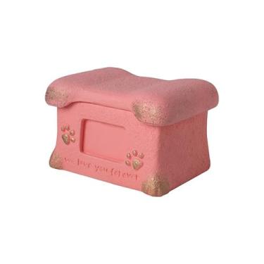 Imagem de Stgfyxgs Urna de cremação para animais de estimação em formato de osso, lembrança memorial, estojo de lembrança, lembrança ao ar livre para animais de, Rosa