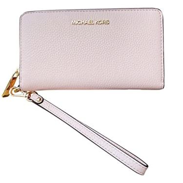 Imagem de Michael Kors Jet Set Travel Large Flat Multifunction Phone Case Pebbled Leather Wallet/Wristlet in Powder Blush