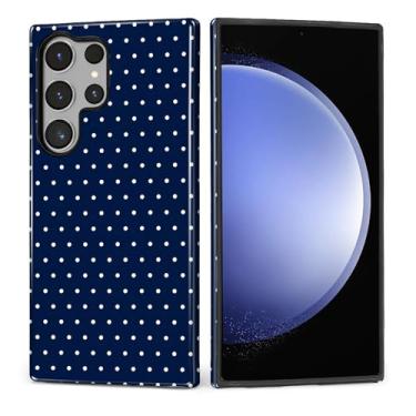 Imagem de MQJCYB Capa para Samsung Galaxy S23 Ultra, híbrida, resistente, 2 em 1, de corpo inteiro, resistente, à prova de choque, capa brilhante para Samsung Galaxy S23 Ultra Polka Dot Aesthetics azul-marinho