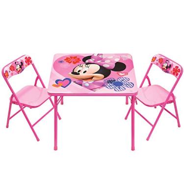 Imagem de Conjunto de mesa Minnie Activity com 2 cadeiras para meninas de 3 a 7 anos de idade