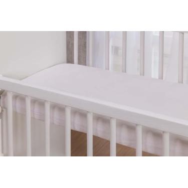 Imagem de Lençol de Elastico para Mini Berço de Bebê todo branco 38cm Largura 10