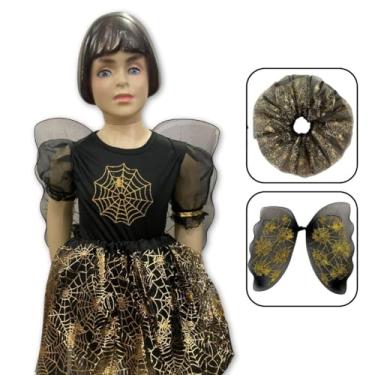 Imagem de Fantasia Infantil Preta Aranha Com Saia e Asa