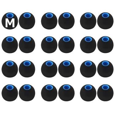 Imagem de 36 peças de silicone de tamanho médio para fones de ouvido intra-auriculares compatíveis com fones de ouvido intra-auriculares 1000xm4 1000xm5 Sony/Beats/AKG/KZ etc. 18 pares de tamanhos M, preto-azul
