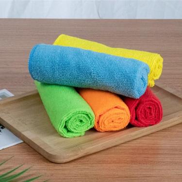 Imagem de Panos de microfibra multiuso de 5 cores (amarelo, vermelho, verde, azul celeste, laranja) - para pratos, cozinha, carro, eletrodomésticos, absorvente, sem arranhões