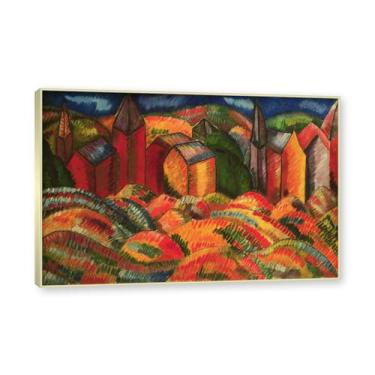 Imagem de Moldura de champanhe. Impressões Raoul Dufy, (The Red Houses 2), pôster de viagem vintage, arte impressionista, imagem de arte de parede em tela para decoração de casa. 40 x 60 cm - 15,8 x 23,7 pol