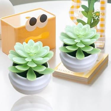 Imagem de Mini Aloe artificial suculentas vasos verdes simples plantas falsas casa jardim escritório mesa decoração em vaso, branco