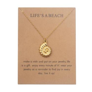 Imagem de Colar feminino com pingente de concha boêmia, presente moderno, colares versáteis, Medium, Latão, Sem Pedra Preciosa