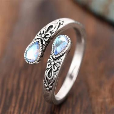 Imagem de Anéis de noivado banhados a prata antiga, anéis de compromisso, festas noturnas, presentes de dia dos namorados, alianças de eternidade para mulheres