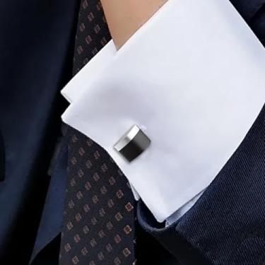 Imagem de Abotoaduras masculinas acessórios de abotoaduras em dois tons, One Size, Aço inoxidável, Sem Pedra Preciosa