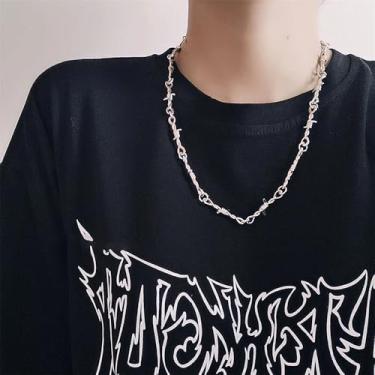 Imagem de 1 colar gargantilha unissex de arame farpado 2025 hip-hop gótico punk espinho corrente corrente presente de dia dos namorados