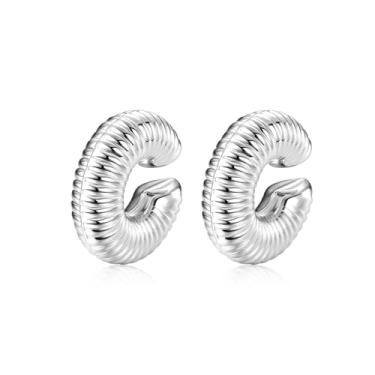 Imagem de 2 peças de brincos de orelha para mulheres, não perfurantes, argola banhada a ouro 14K, clipes de pressão, envoltório de cartilagem, brincos falsos elegantes para orelhas não perfuradas, standard