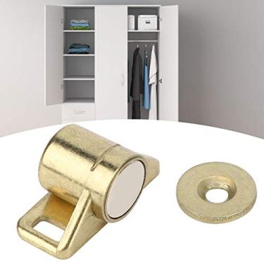 Imagem de 4 conjuntos de trava magnética para porta com desligamento automático, acabamento antigo de liga de zinco dourado para armário e gaveta, kit de ferragens de fácil instalação para casa, cozinha