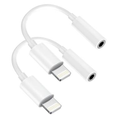 Imagem de [Certificado Apple MFi] 2 pacotes para iPhone 3,5 mm Adaptador de fone de ouvido, Lightning para conector de fone de ouvido/fone de ouvido conversor de áudio auxiliar adaptador dongle compatível com iPhone 14 13 12 11 Pro XR XS Max X 8 7