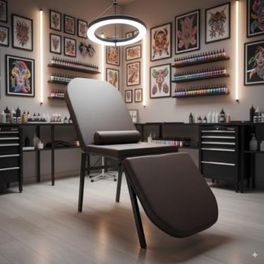 Imagem de Maca Fixa 3 Posições Reclinável Tatuagem Estética Massagem Compact (Marrom)