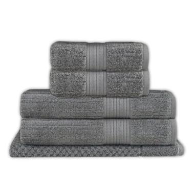 Imagem de Buddemeyer, Jogo Toalha de Banho Buddemeyer 5 Peças Luxo Fio Penteado Premium Alta Absorção Cor:Cinza Escuro 1839