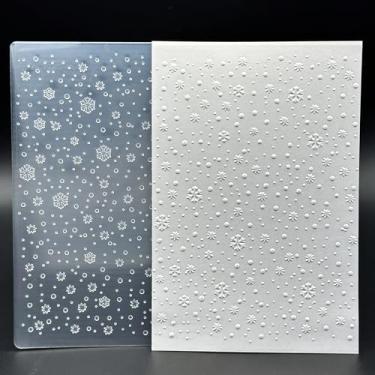 Imagem de Modelo de pasta em relevo de plástico 3D linda textura de flocos de neve de Natal tamanho A6 para fazer cartões, faça você mesmo, scrapbooking, papel, artesanato, artesanato, scrapbook, artes