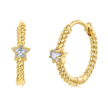 Imagem de RUKYF Brincos de argola para mulheres leves Minilmalist pérola/infinito/estrela/cruz para orelhas sensíveis, brincos de argola Huugies delicados para mulheres, Zircônia cúbica, Zircônia cúbica