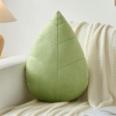 Imagem de Almofada de folha, linda almofada decorativa para plantas, decoração estética, almofada natural para sofá de cama, travesseiro em forma de folhas, perfeito para quarto e sala de estar (verde claro 2