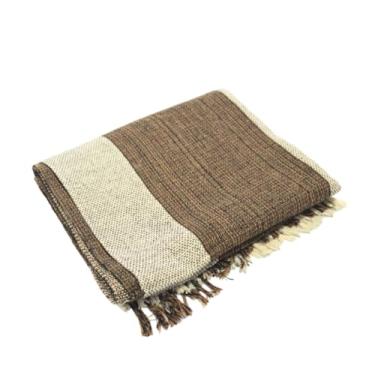Imagem de Manta Para Sofá Gigante 2 e 3 Lugares 100% Algodão 210x120cm – Macia Decorativa e Confortável (Marrom Mesclado C/Cru)