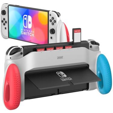 Imagem de JUSPRO Grip Case Compatible with Nintendo Switch OLED, Unique Switch Accessories Designed Comfortable & Ergonomic Grip with 5 Game Slots