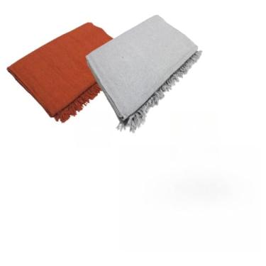 Imagem de Kit 2 Mantas para Sofá Gigante 100% Algodão – Manta Decorativa e Protetora para Sala de Estar (1 TerraCota + 1 Cinza Neblina)