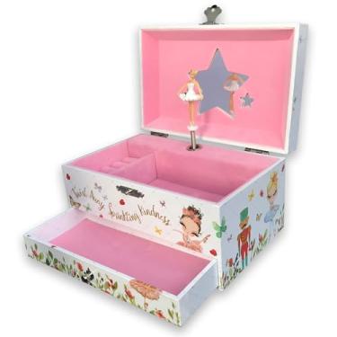 Imagem de Jogue [Valsa das Flores] (opção de 60 músicas) Caixa de joias infantil com gaveta de puxar bailarina caixa de música para meninas com mecanismo musical Sankyo
