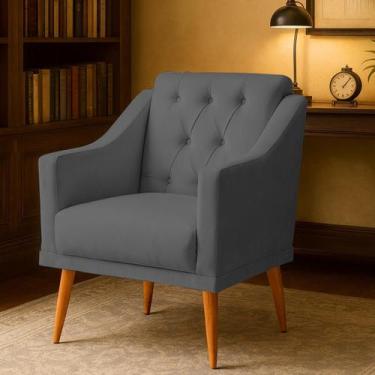 Imagem de Poltrona Capitonê Sala Estar Marisa Classica - Moveis Aguias, Cinza