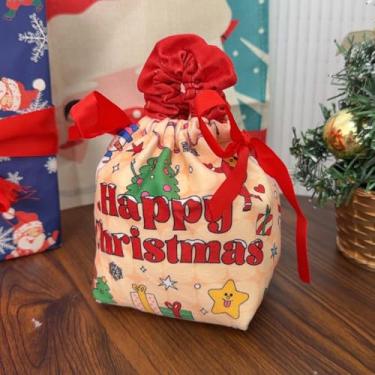 Imagem de Bolsa de doces de Natal, bolsa de veludo, portátil, maçãs, Natal, Ano Novo, bolsa com cordão, decoração (#C)