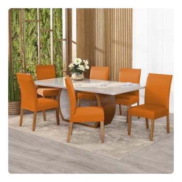 Imagem de Kit Capa De Cadeiras 06 Unidades Malha Gel - Lenharo Enxovais, LARANJA