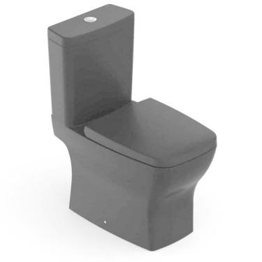 Imagem de Kit Vaso Sanitário Com Caixa Acoplada Assento Termofixo E Acessórios De Instalação Boss Matte Black Celite