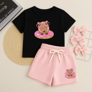 Imagem de Conjunto Infantil Feminino Estampa Capivara Donuts 631 Roupa de Menina