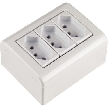 Imagem de Caixa De Sobrepor Com 3 Tomadas 2p+t 20 A 250 V Tramontina Lizflex Branca Tramontina