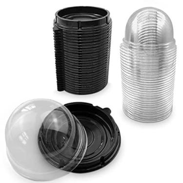 Imagem de Pacote com 50 mini recipientes de cupcake para sobremesas de Natal - 7 x 7 cm caixas de plástico para cupcake de grau alimentício de 7 x 7 cm | Recipientes para sobremesas e embalagens de presente de