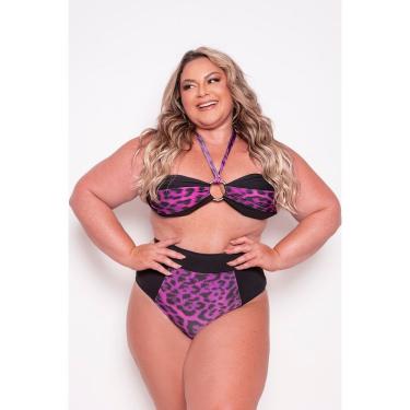 Imagem de Biquíni Plus Size Estampa De Oncinha Com Argola Busto