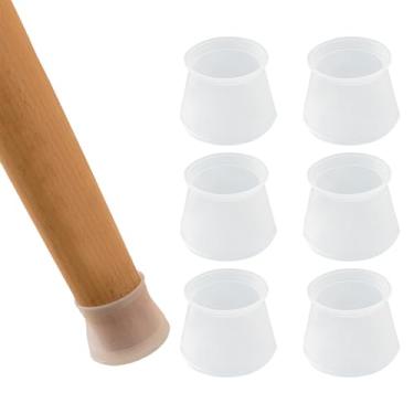 Imagem de 20 peças de protetores de perna de cadeira de silicone silenciosos protetores de chão para almofadas de pernas de cadeira para pisos duros transparentes