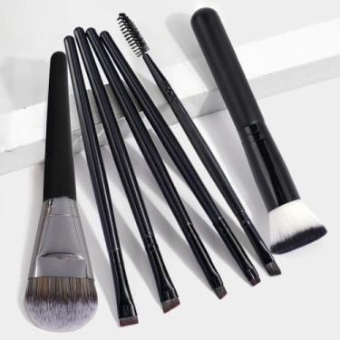 Imagem de Conjunto de pincéis de maquiagem facial de 7 peças, adequado para aplicar base, blush e sombra (preto)
