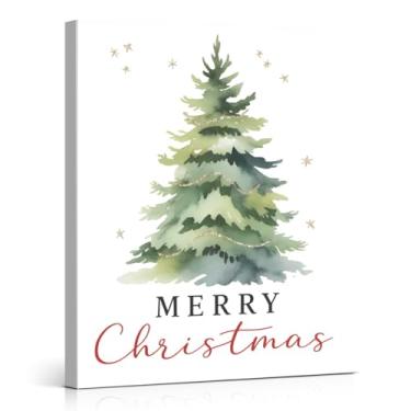 Imagem de Merry Christmas Tree Wall ArtMerry Xmas Holiday Painting Prints Christmas Wall Decor for Home Living Room Room 20x25 cm emoldurado