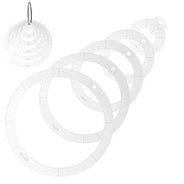 Imagem de 6pcs Moldes Circulares para Quilting Costura, Diferentes Tamanhos Réguas Redondas Acrílico Quilting com Anel Armazenamento Estênceis Transparentes Costura para Patchwork Artesanato DIY